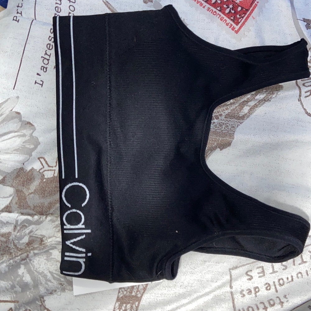 New black Calvin sports bra